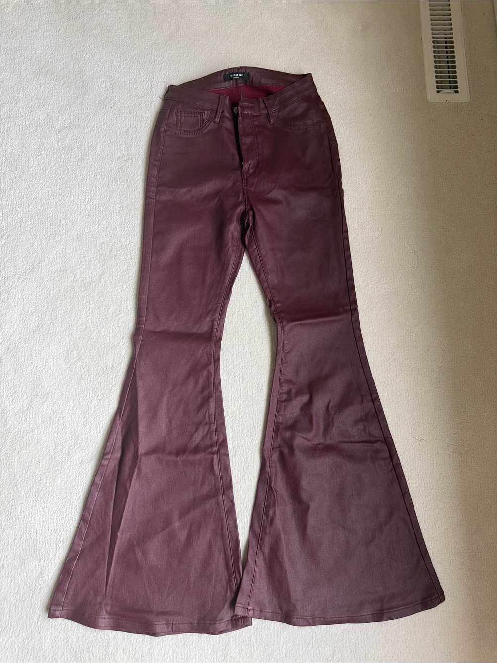 American Bazi Wine Red Faux Leather Pants